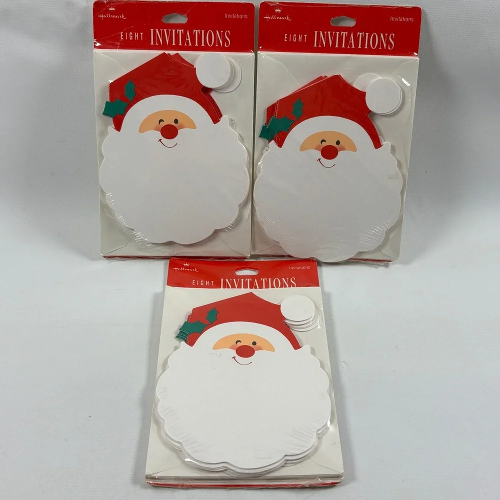Vintage Hallmark Santa Claus Christmas Party Invitations 3 Packs 24 Total